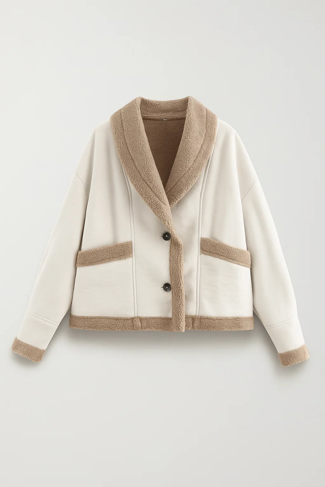 Giacca corta con bordo in pelliccia effetto montone