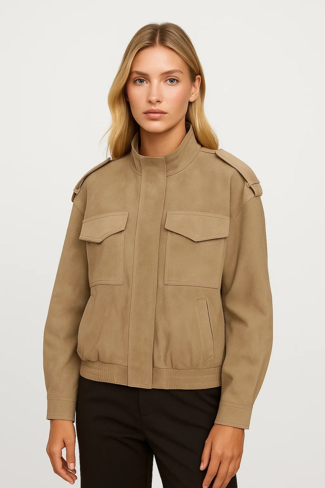 Giacca corta stile utility con spalle strutturate | Look urbano e funzionale
