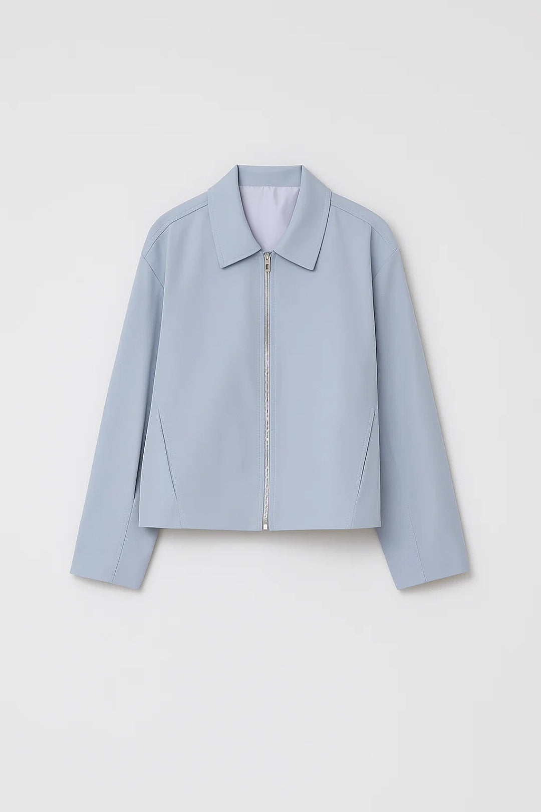Giacca minimal con zip frontale e colletto classico
