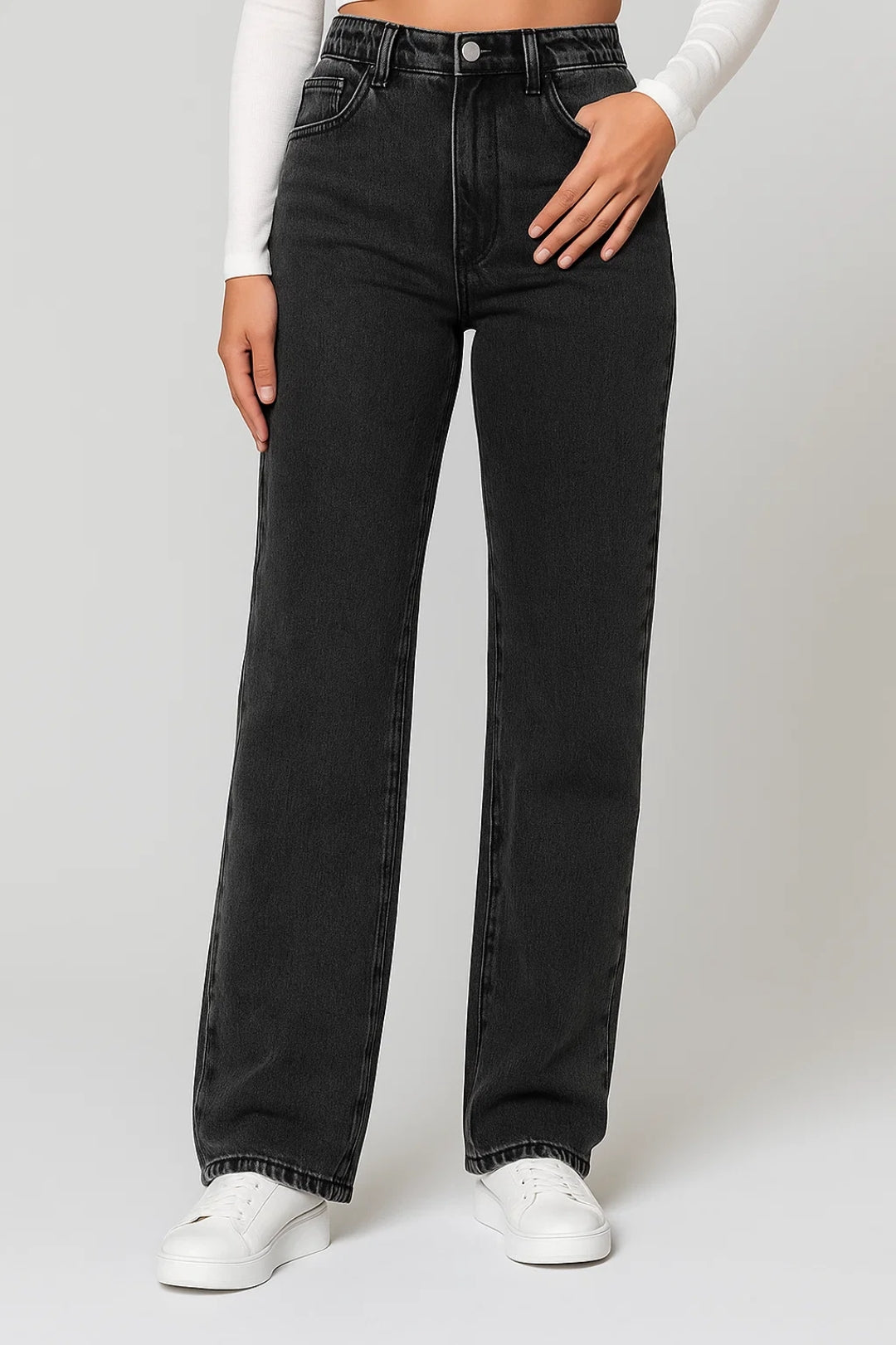 Jeans a gamba dritta a vita alta