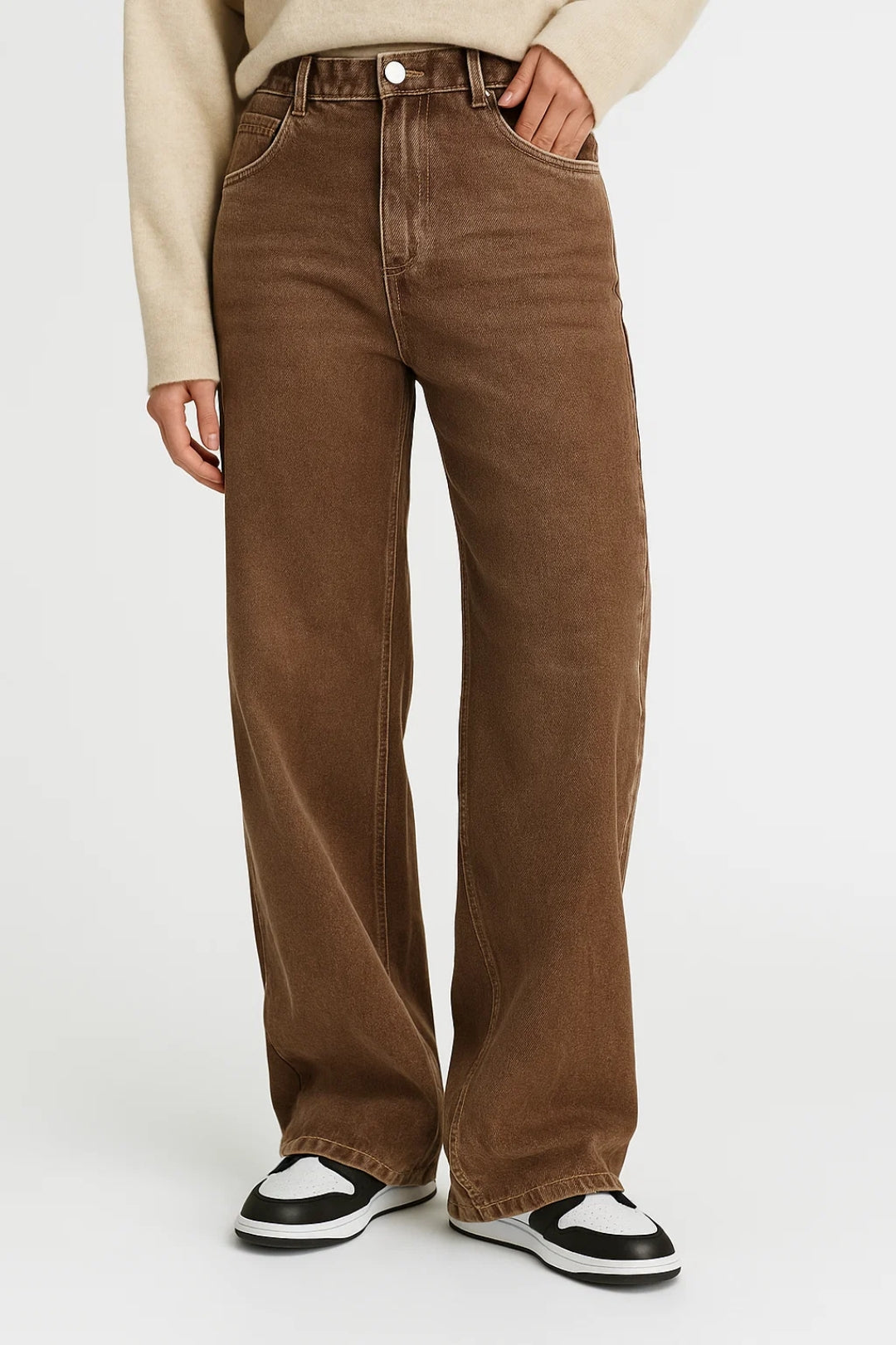 Jeans a gamba larga con vita alta