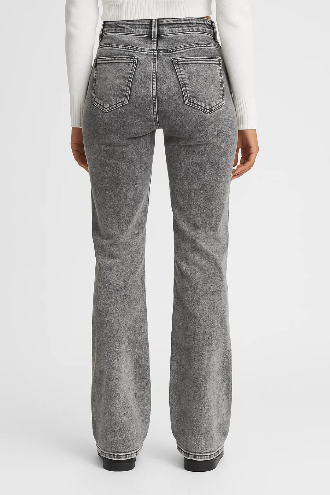 Jeans bootcut a vita alta con lavaggio effetto vintage