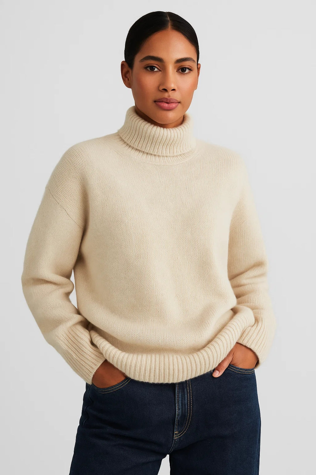 Maglione a collo alto con linea morbida e design minimalista