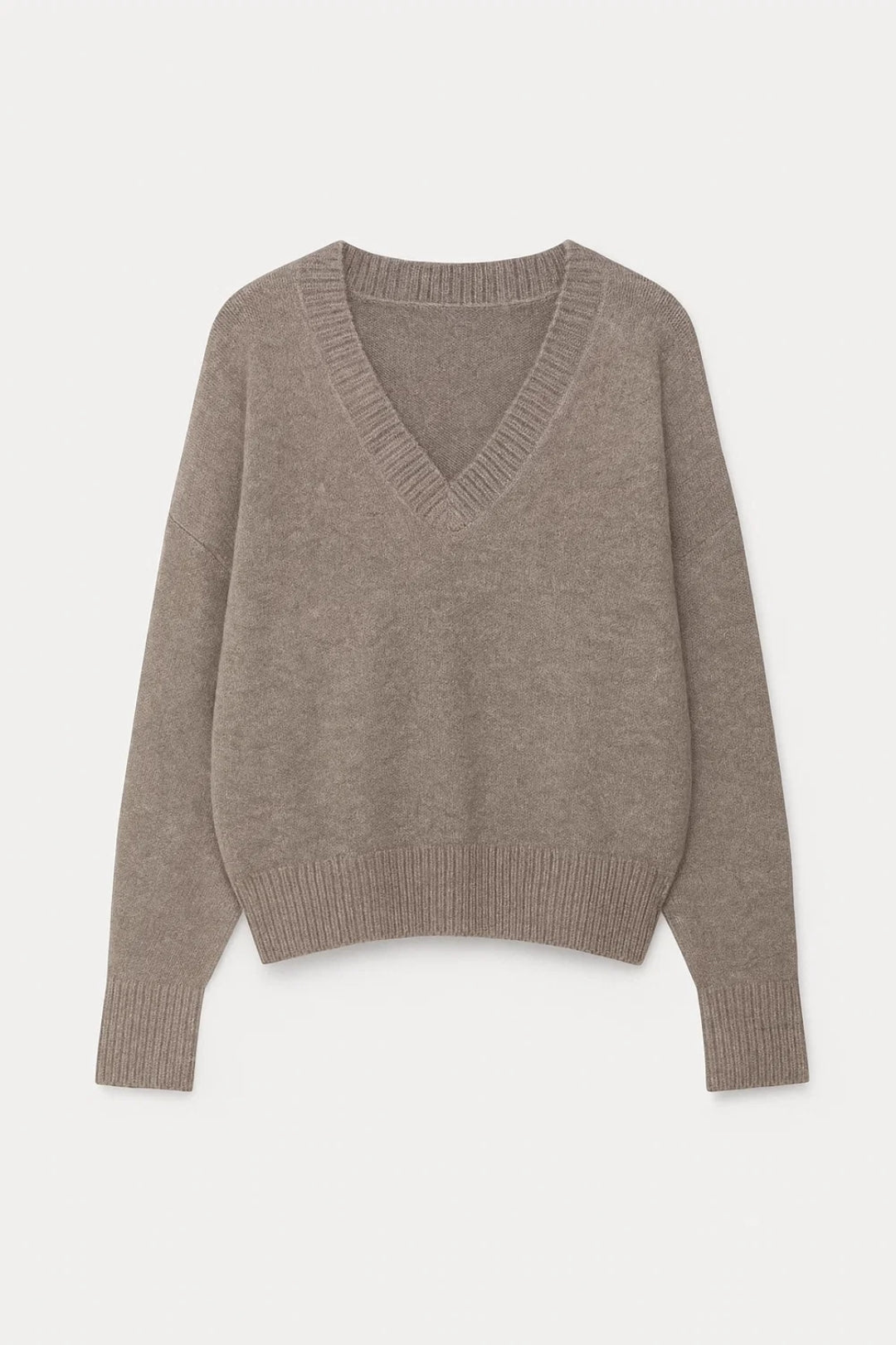 Maglione ampio con scollo a V e finiture a costine