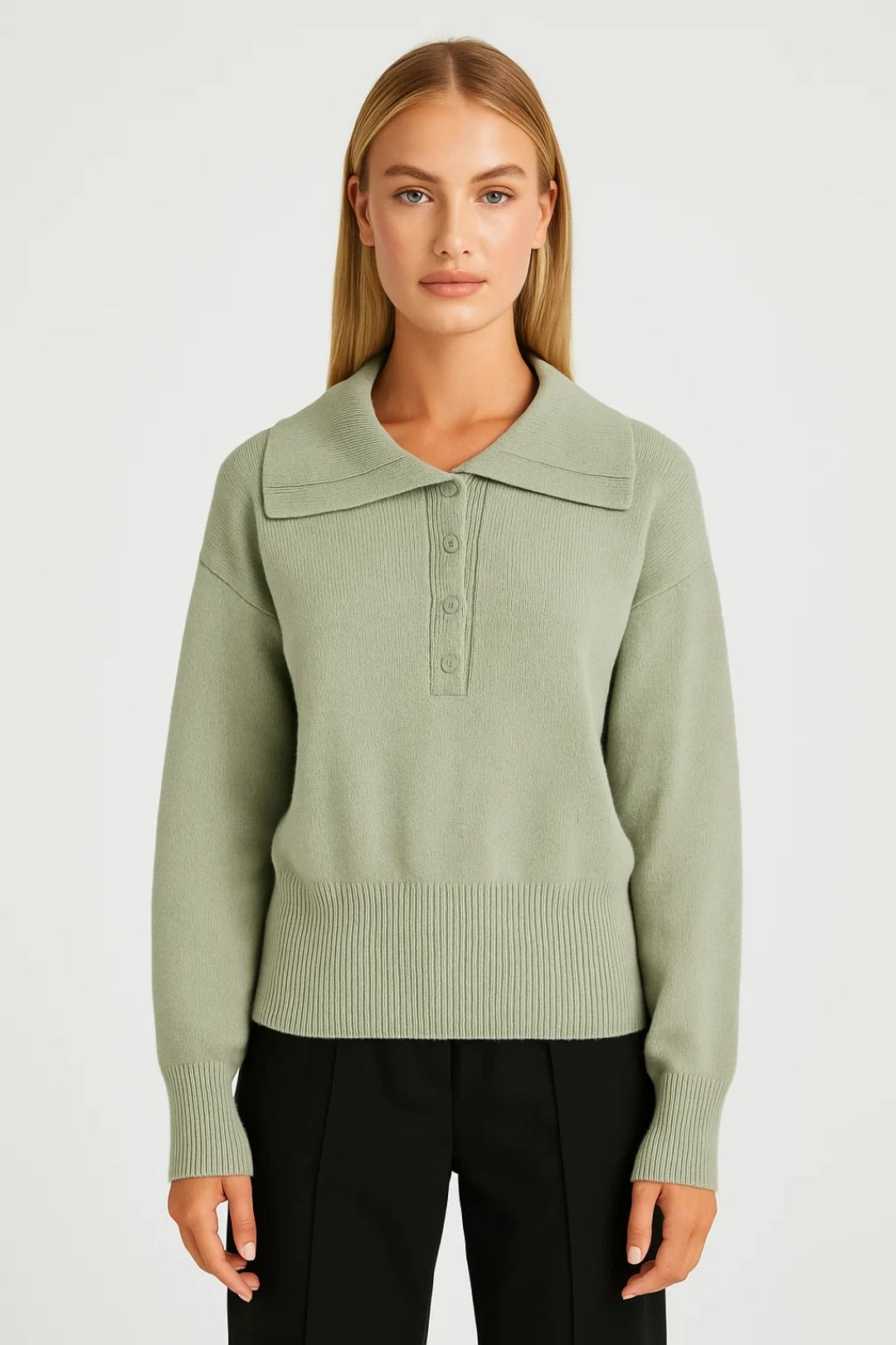 Maglione con colletto e abbottonatura frontale