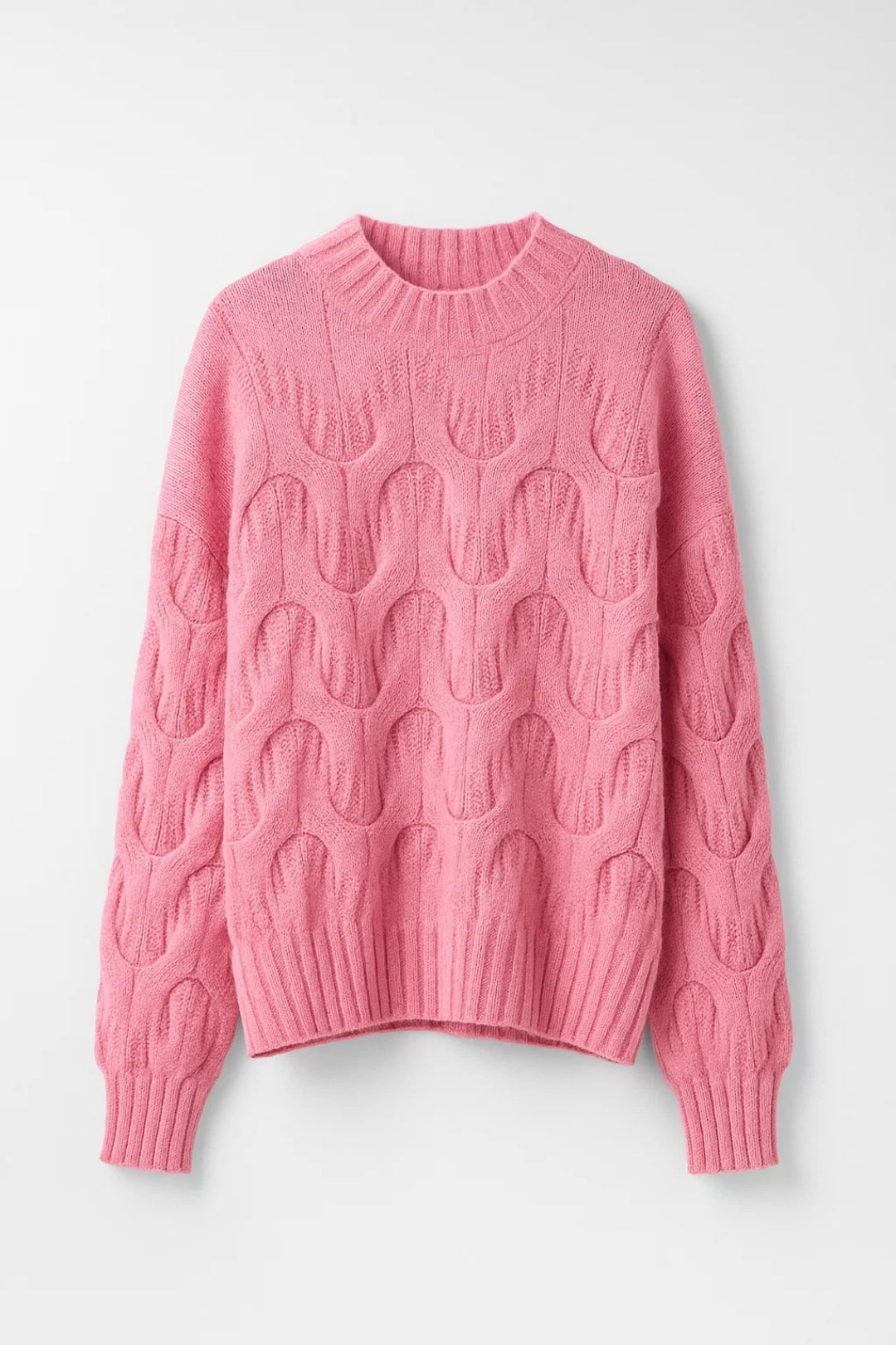 Maglione con lavorazione tridimensionale e collo giro