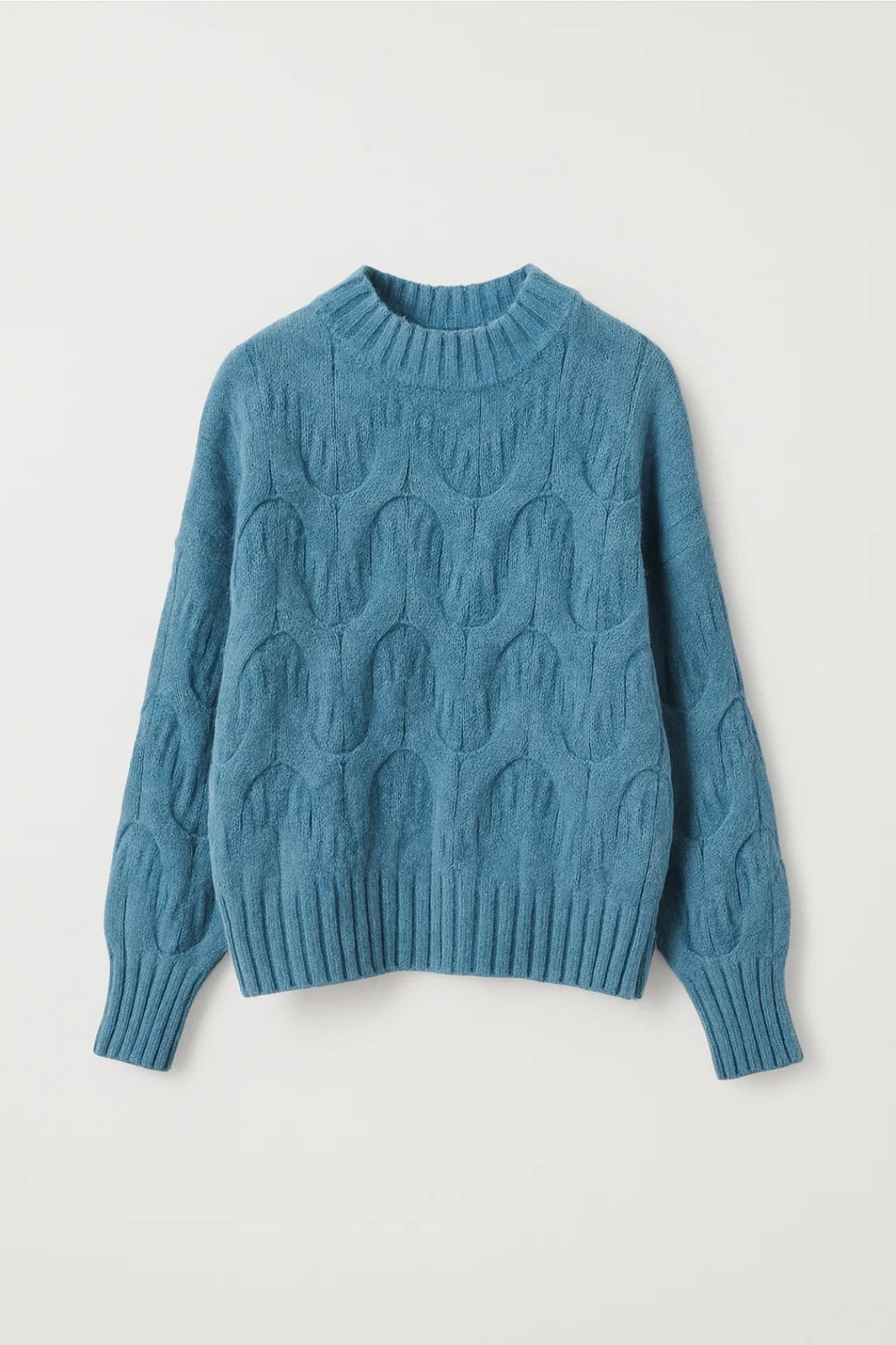 Maglione con lavorazione tridimensionale e collo giro