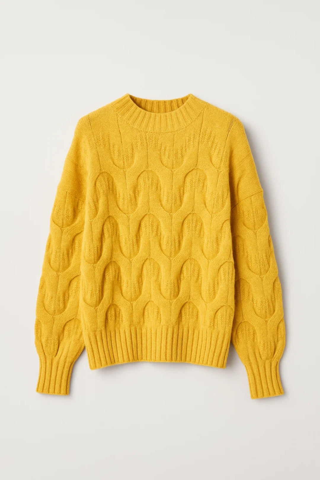 Maglione con lavorazione tridimensionale e collo giro