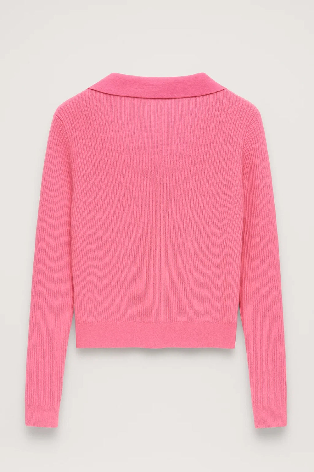 Maglione corto a costine con colletto