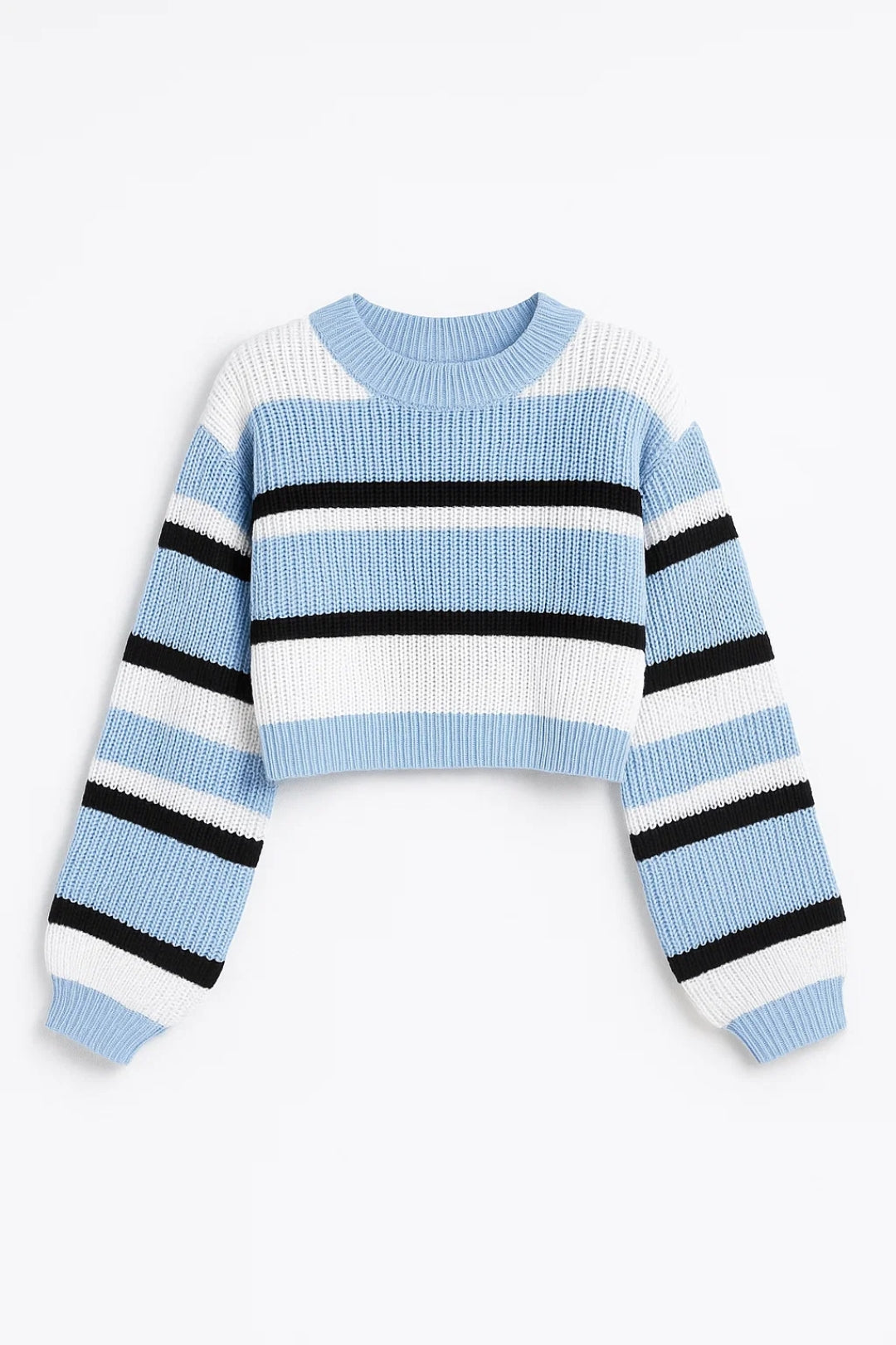 Maglione corto a righe con maniche lunghe