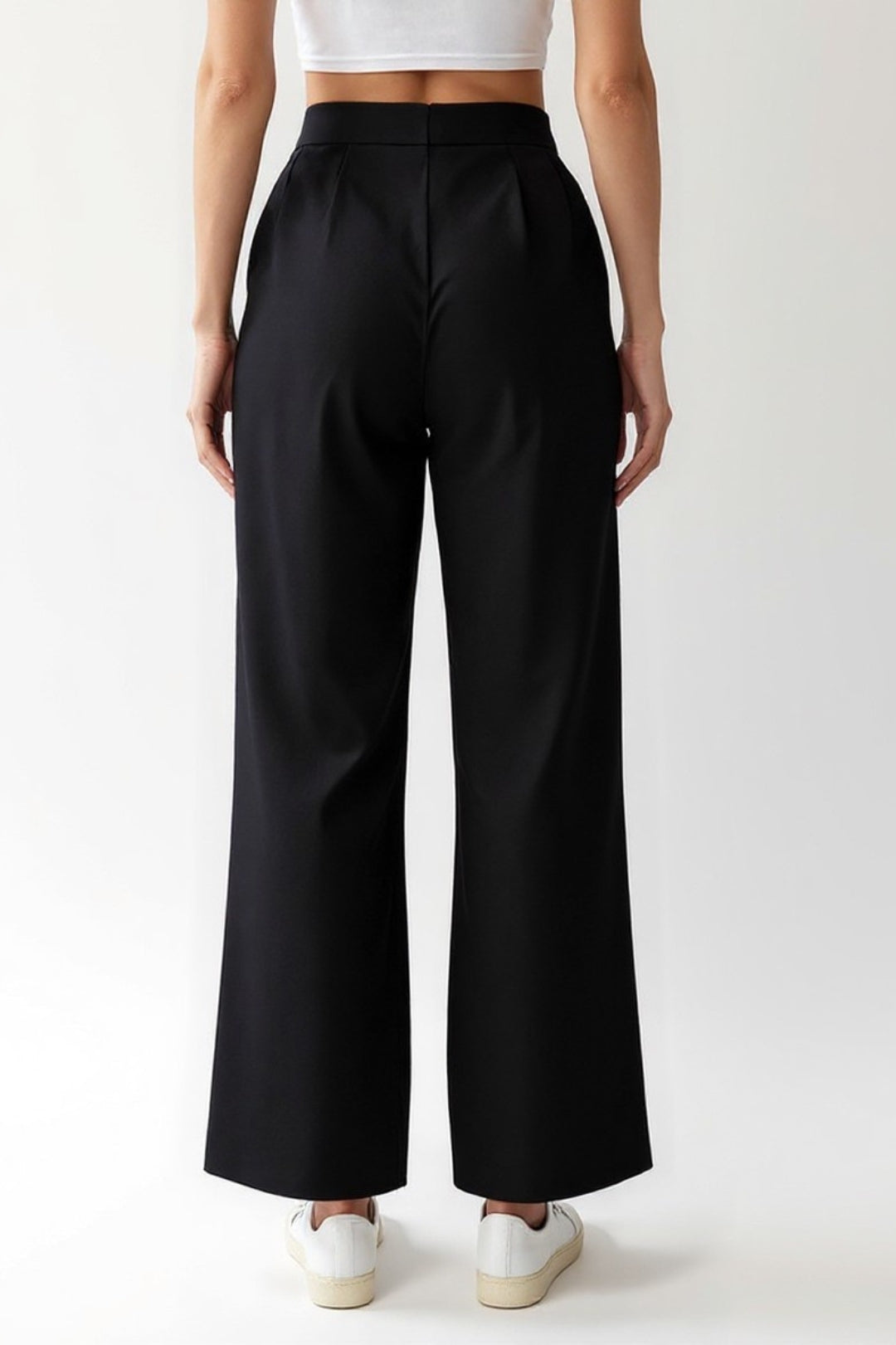Pantalone nero a gamba dritta | Vita media | Stile casual-elegante