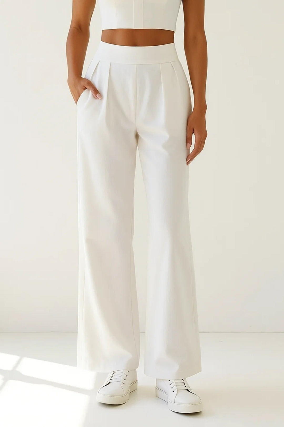 Pantaloni a palazzo eleganti | Vita alta elasticizzata | Tre tonalità neutre