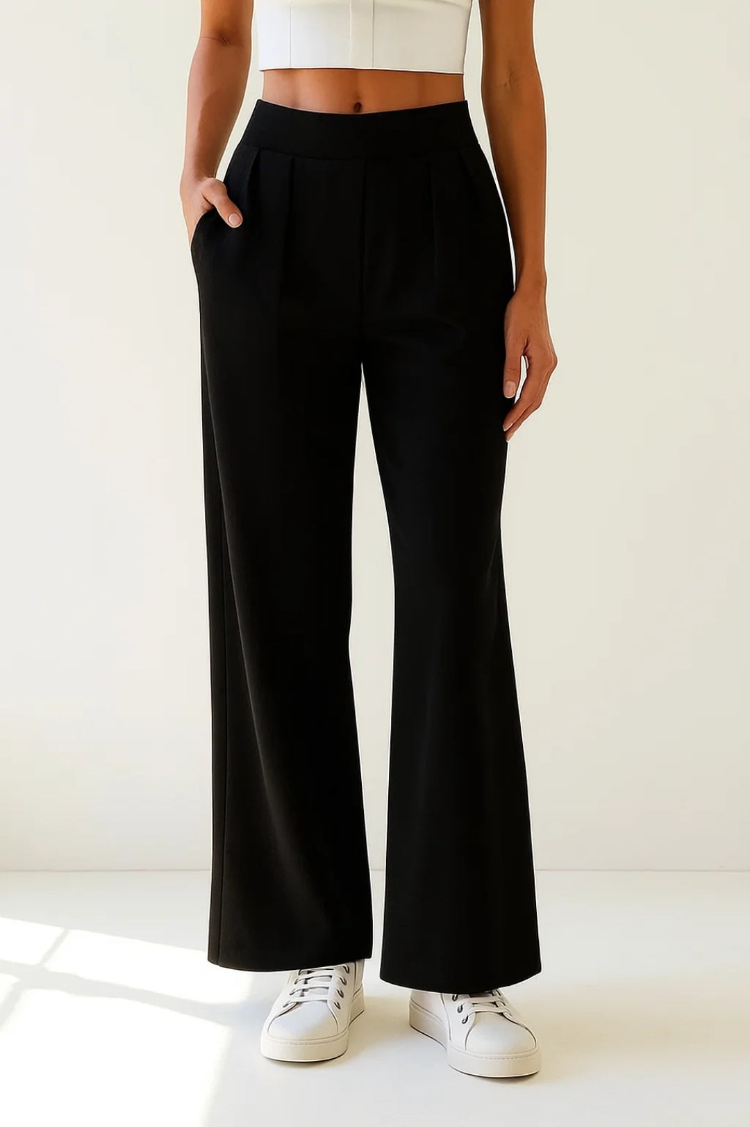 Pantaloni a palazzo eleganti | Vita alta elasticizzata | Tre tonalità neutre