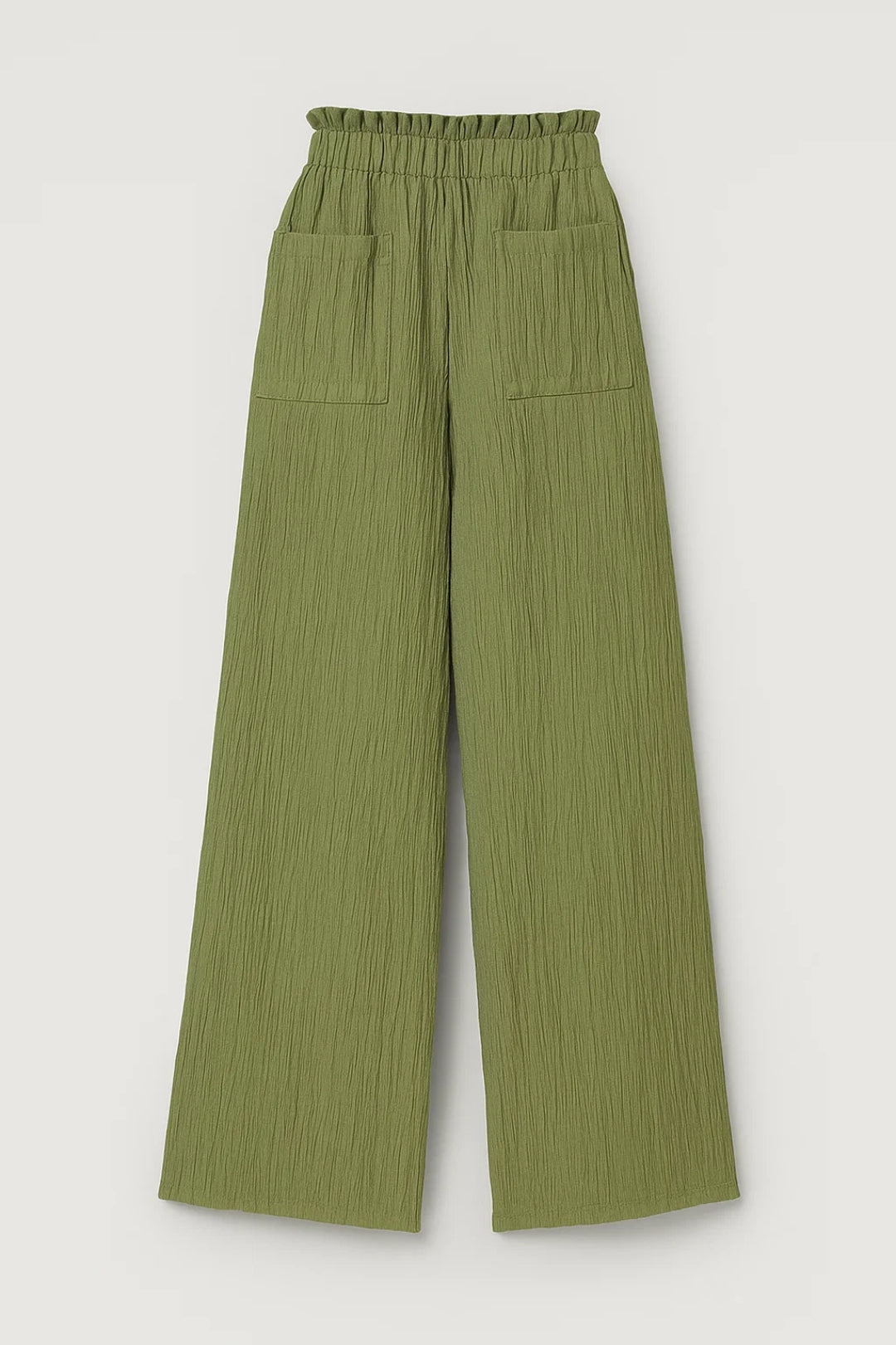 Pantaloni ampi in tessuto goffrato | Vita alta elasticizzata | Design leggero e arioso