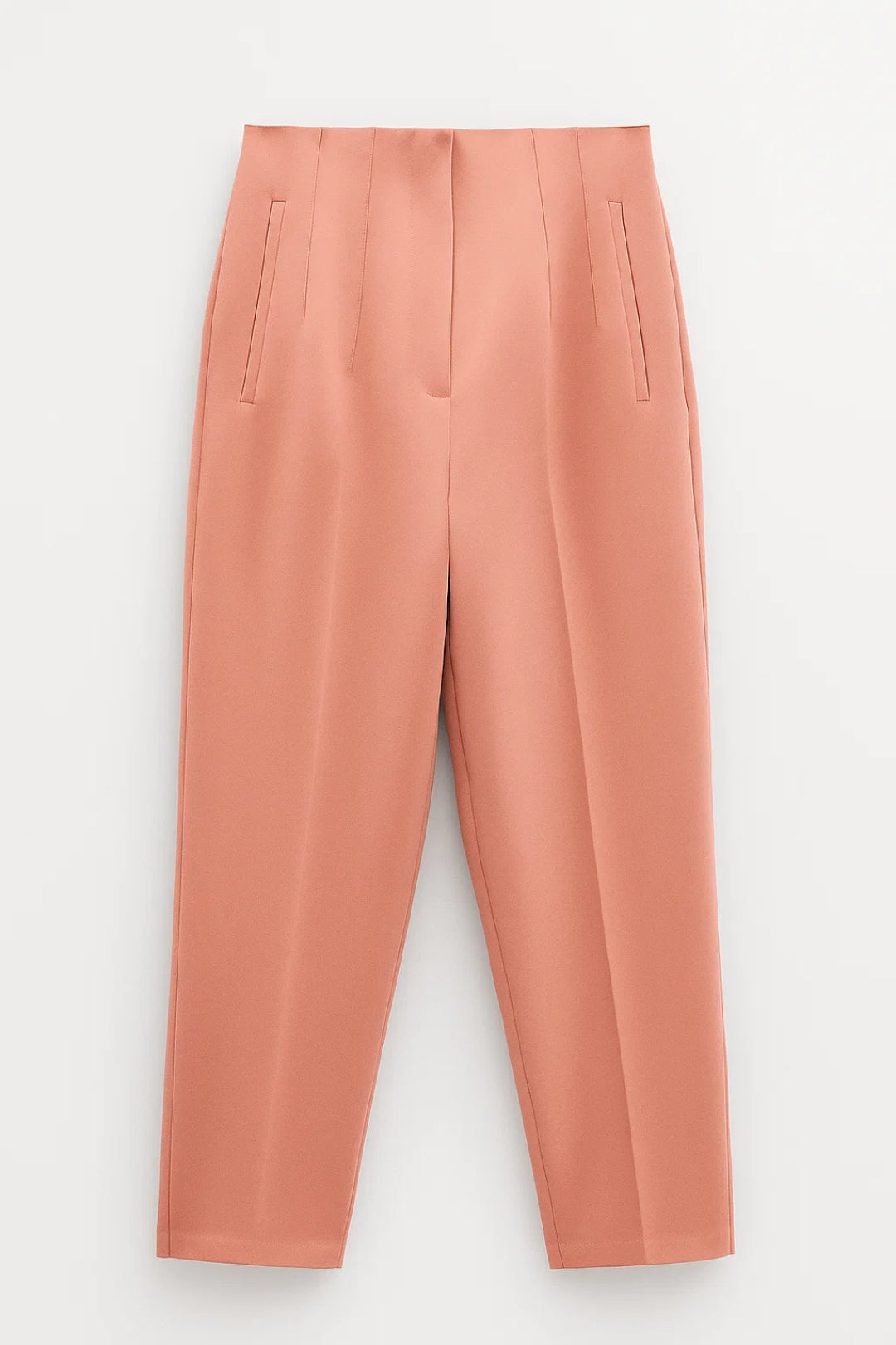 Pantaloni dritti a vita alta con pieghe frontali