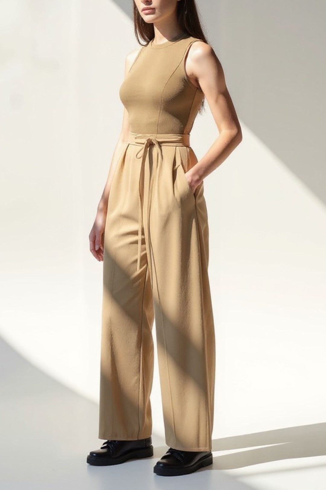 Pantaloni eleganti a vita alta con cintura | Gamba dritta | Disponibili in più colori