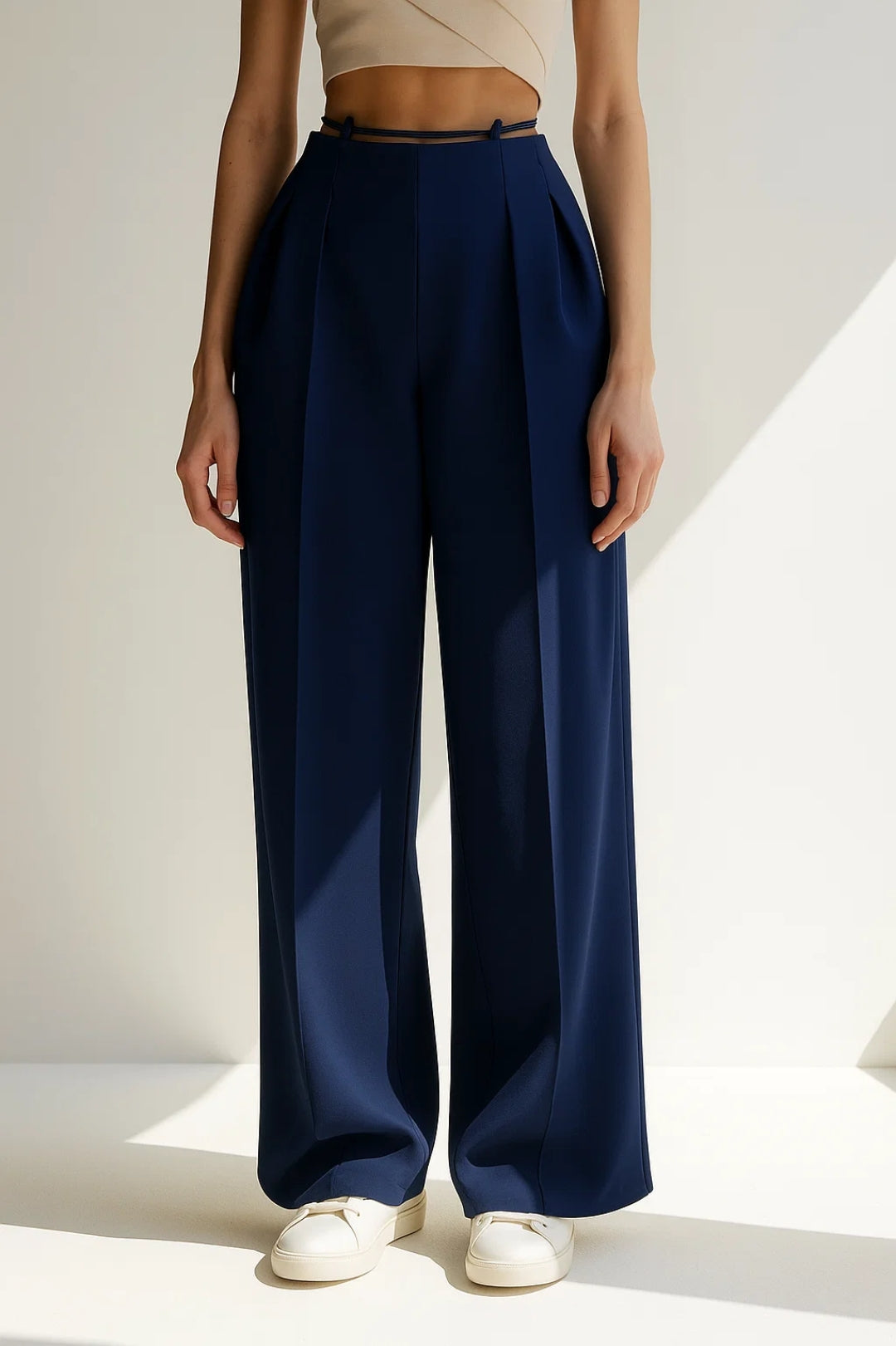 Pantaloni palazzo con cintura sottile | Pinces eleganti | Design sofisticato
