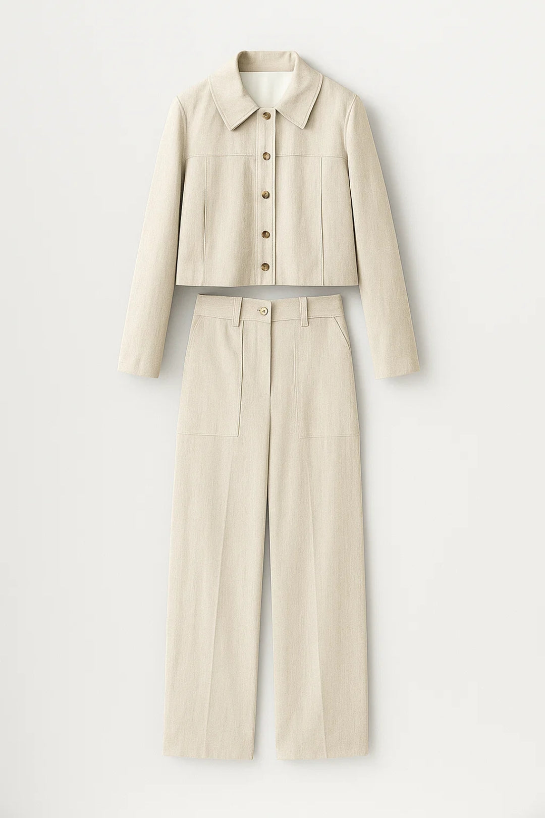 Set con giacca corta e pantaloni larghi | Stile pulito e contemporaneo