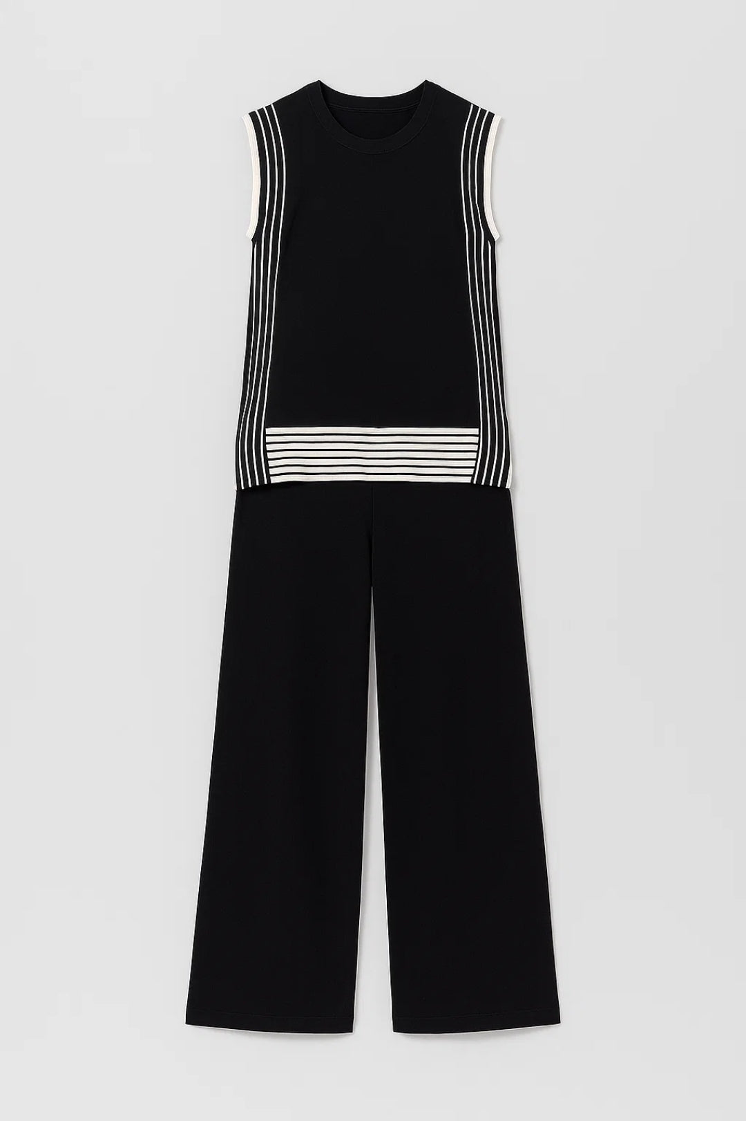 Set coordinata estivo in maglia leggera | Top smanicato e pantaloni culotte