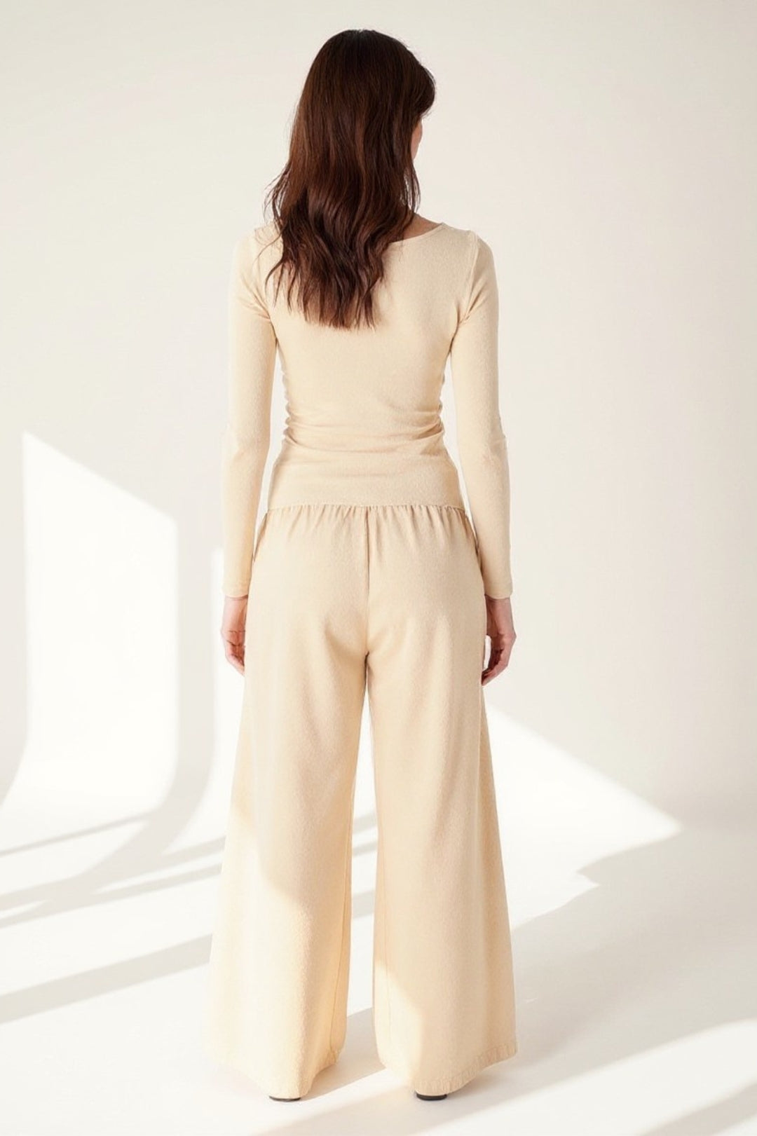 Set coordinata in maglia fluida | Maglia a maniche lunghe e pantaloni larghi