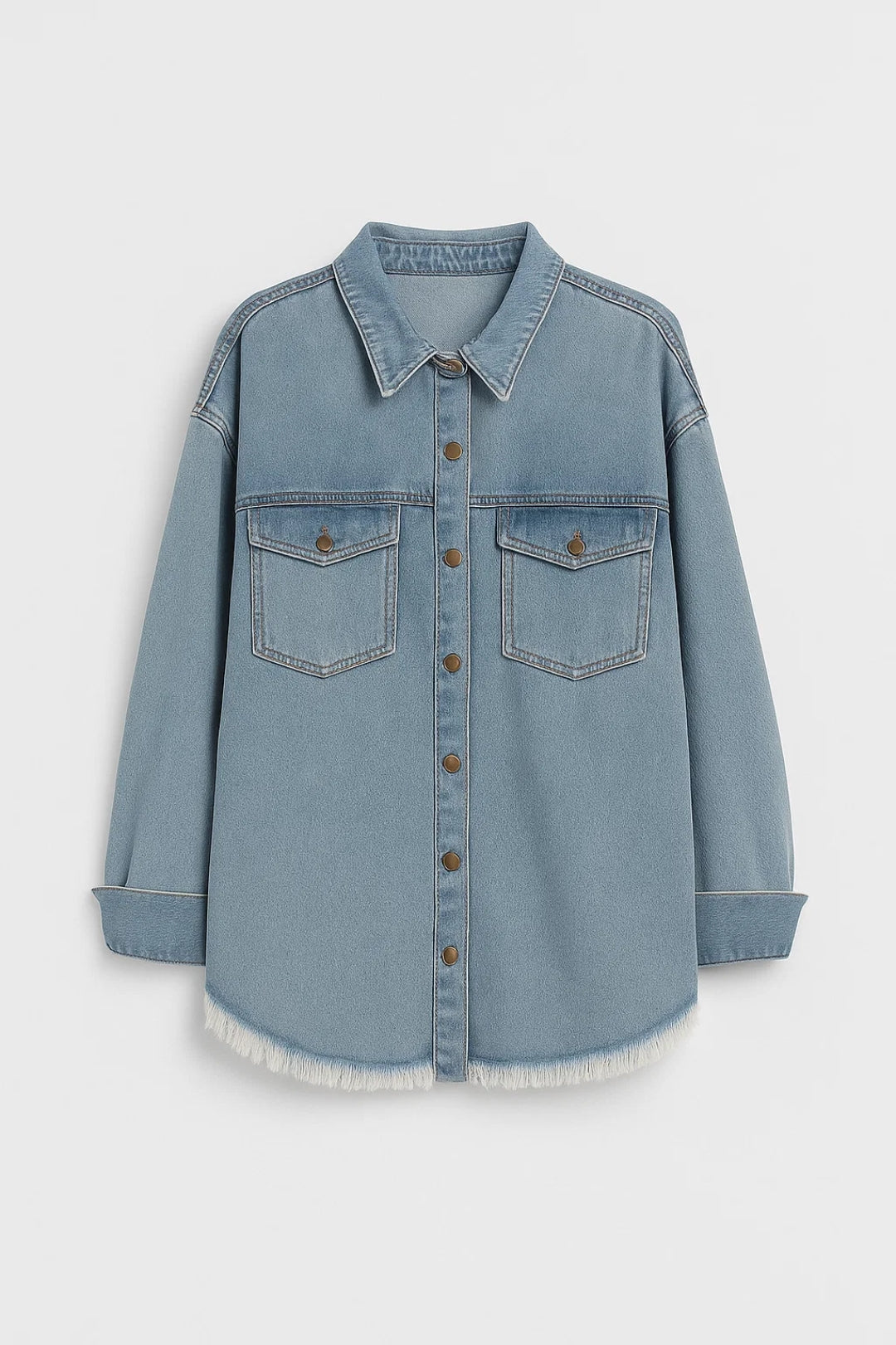 Sovracamicia in denim con orlo sfrangiato | Stile casual e moderno