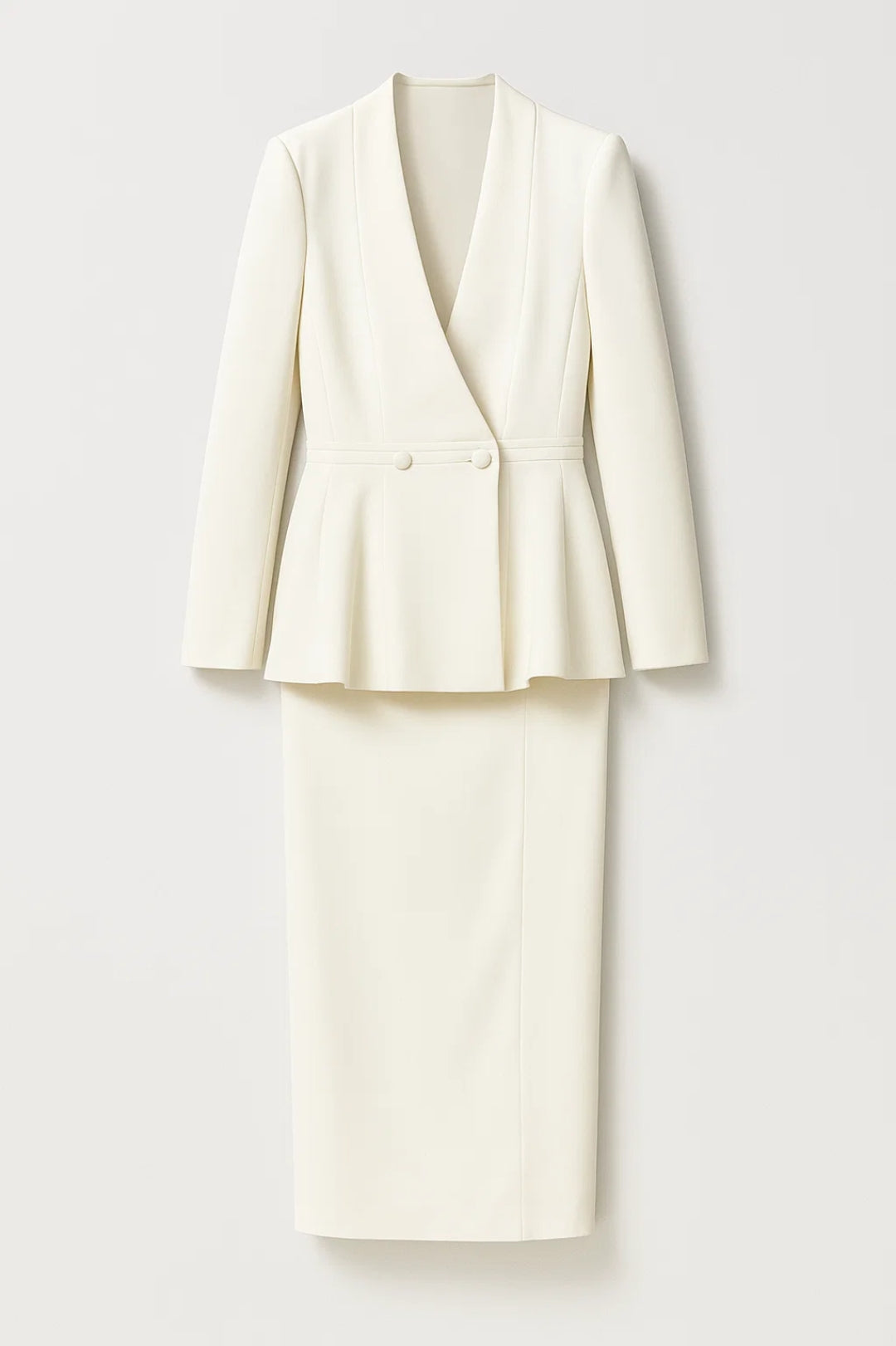 Tailleur elegante avorio | Blazer sfiancato e gonna longuette coordinata