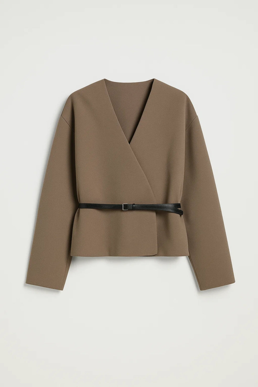 Giacca corta incrociata con cintura sottile | Elegante e versatile