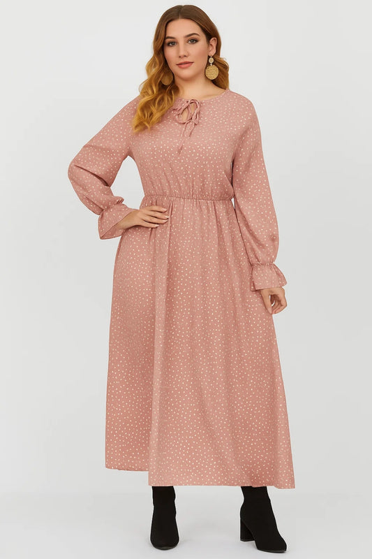 Vestito lungo a pois con maniche a palloncino | Elastico in vita