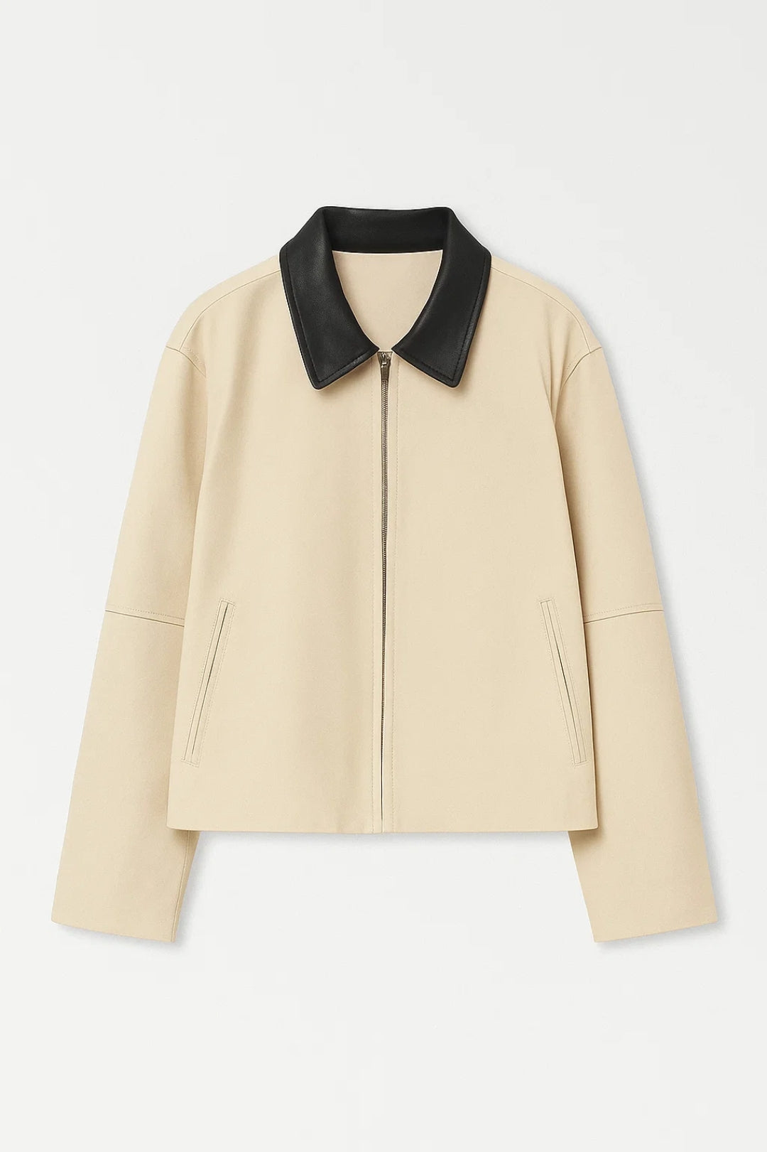 Giacca corta con zip e colletto a contrasto | Stile minimal ed elegante