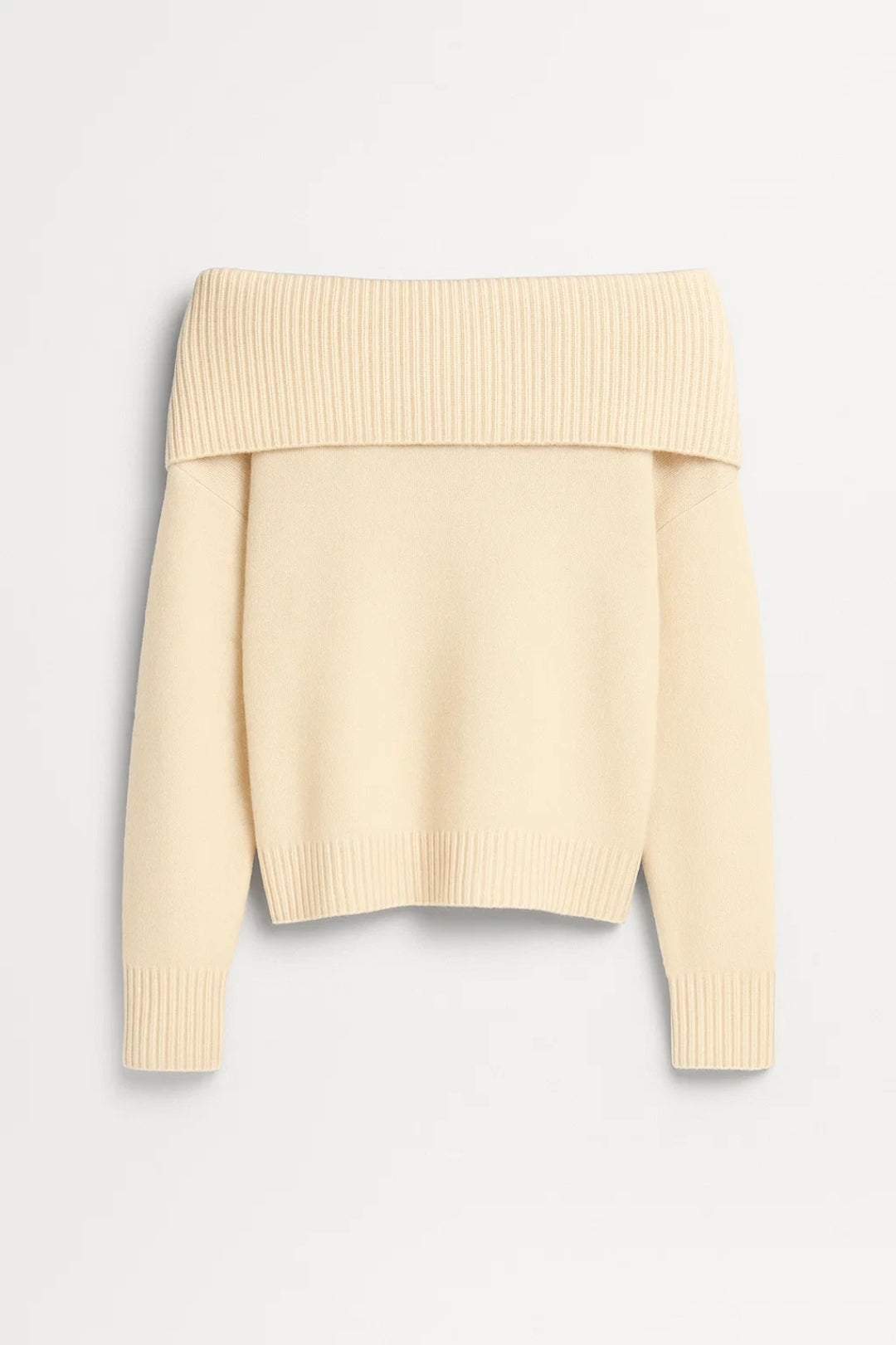 Maglione con spalle scoperte | Collo ampio a coste | Elegante e femminile