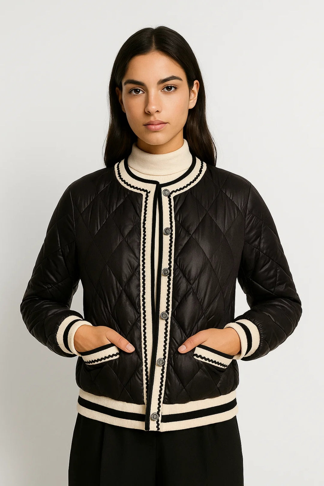 Giacca trapuntata stile cardigan | Elegante e leggera | Chiusura a bottoni