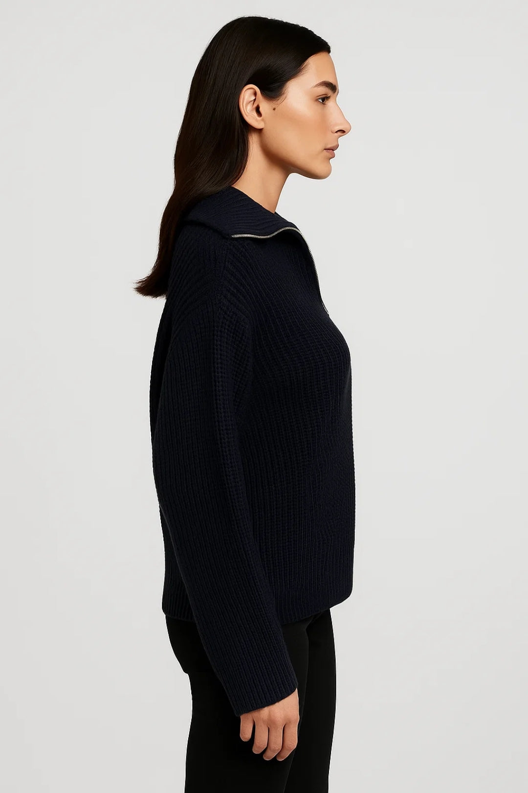 Maglione in maglia grossa con zip | Collo alto