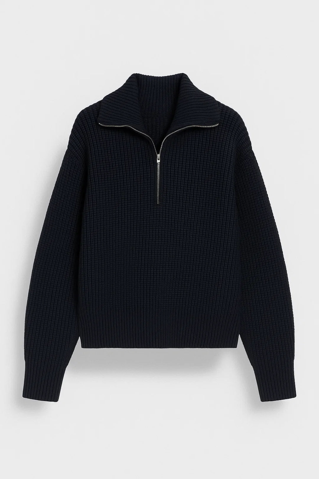 Maglione in maglia grossa con zip | Collo alto