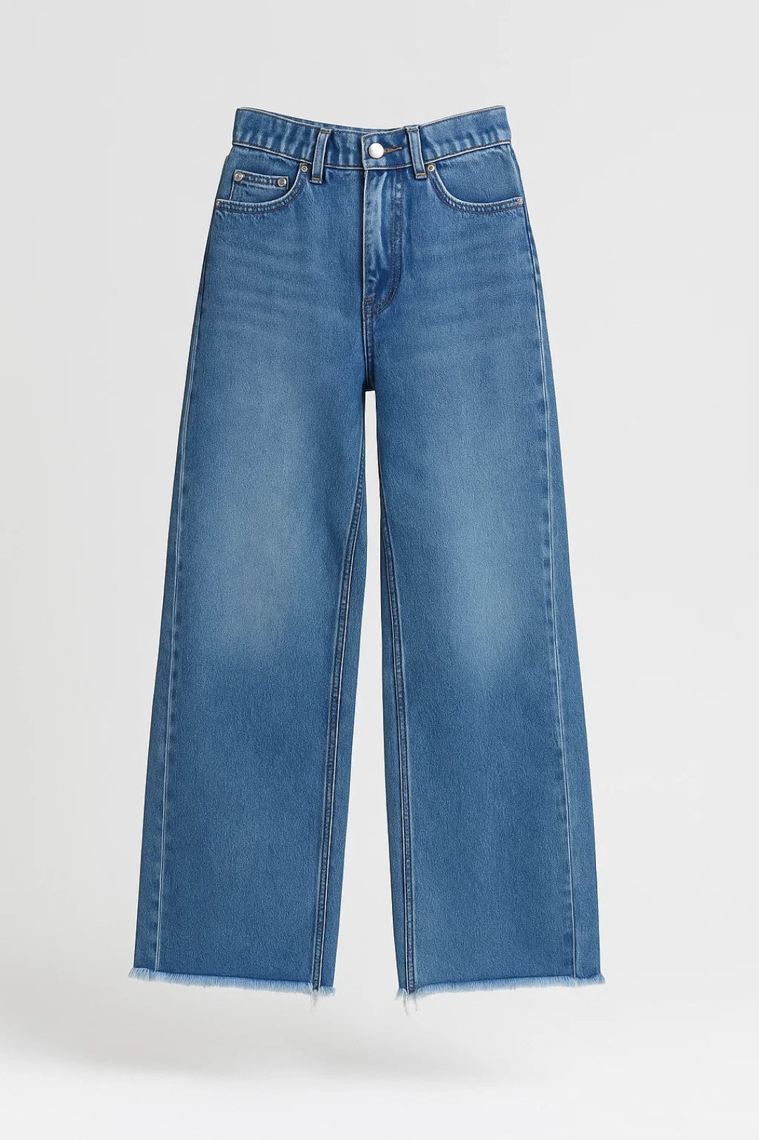 Jeans a vita alta con fondo sfrangiato e gamba ampia | Stile casual con carattere