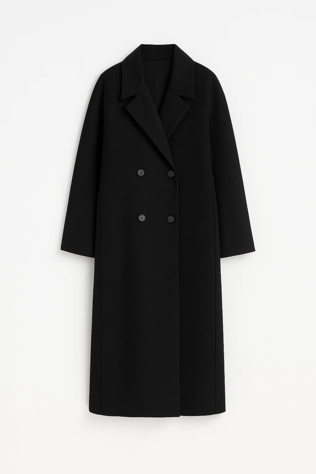 Cappotto lungo doppiopetto con revers classici