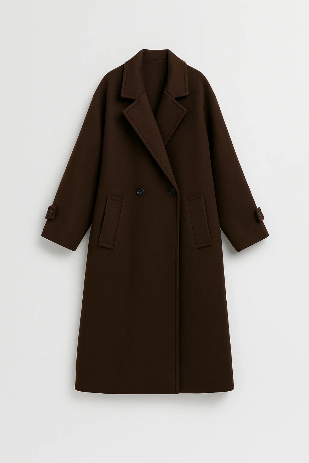 Cappotto lungo con taglio dritto e bottoni frontali