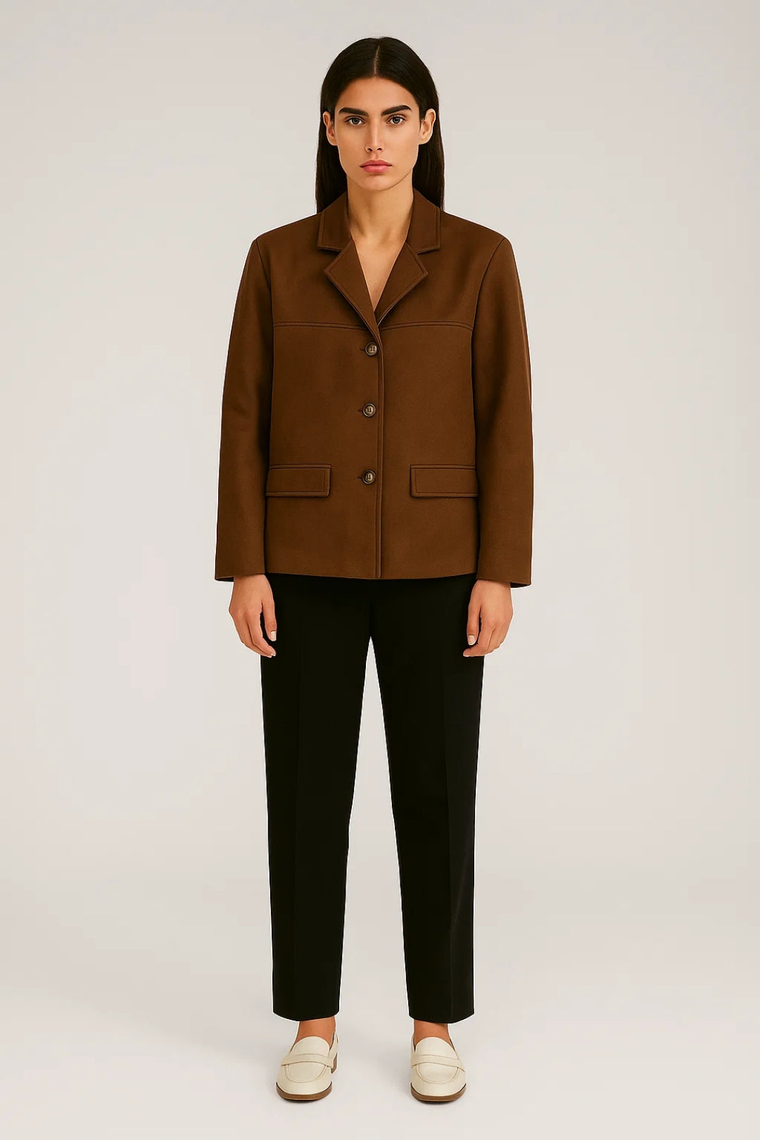 Blazer con revers e bottoni frontali