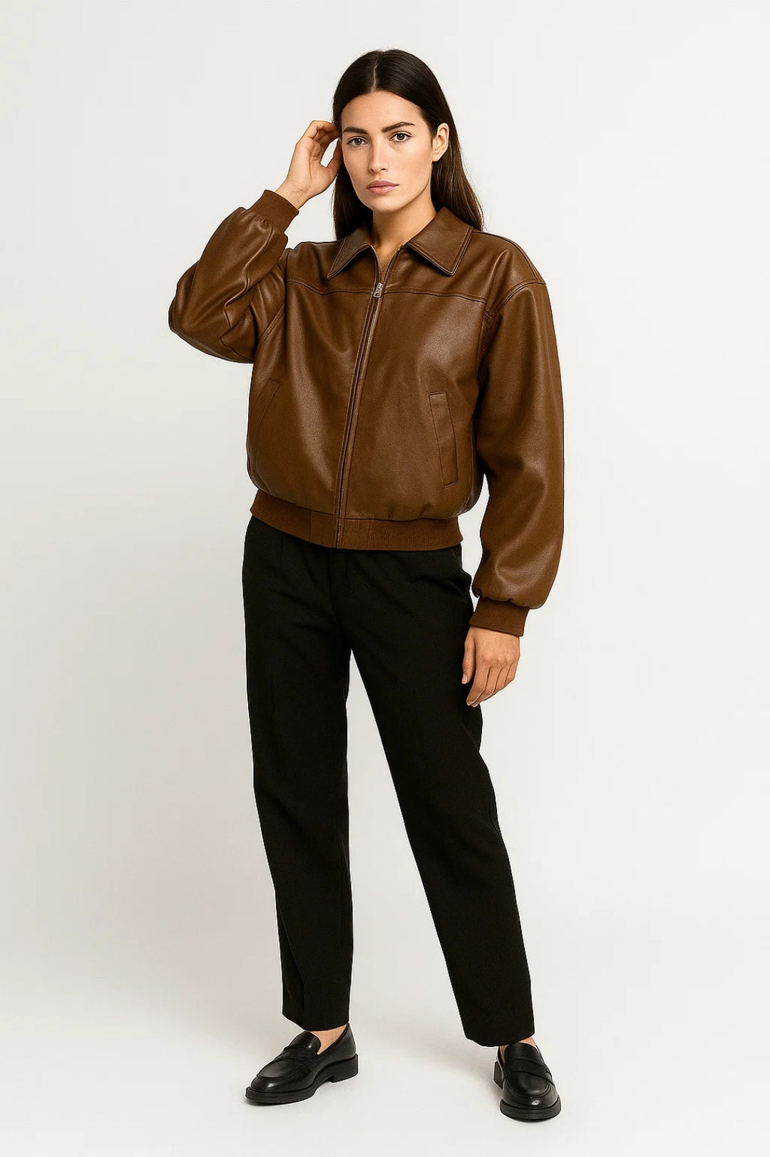 Giacca bomber in ecopelle | Vestibilità comoda | Look urbano e moderno