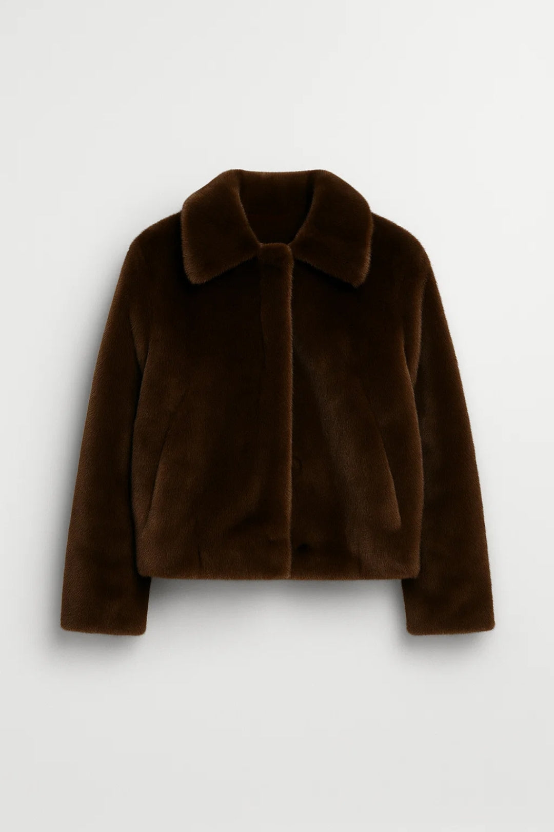 Giacca corta in eco pelliccia marrone | Elegante e calda per l'inverno
