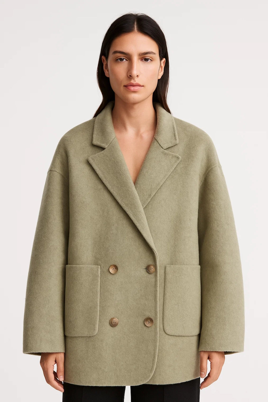Cappotto oversize doppiopetto con tasche frontali