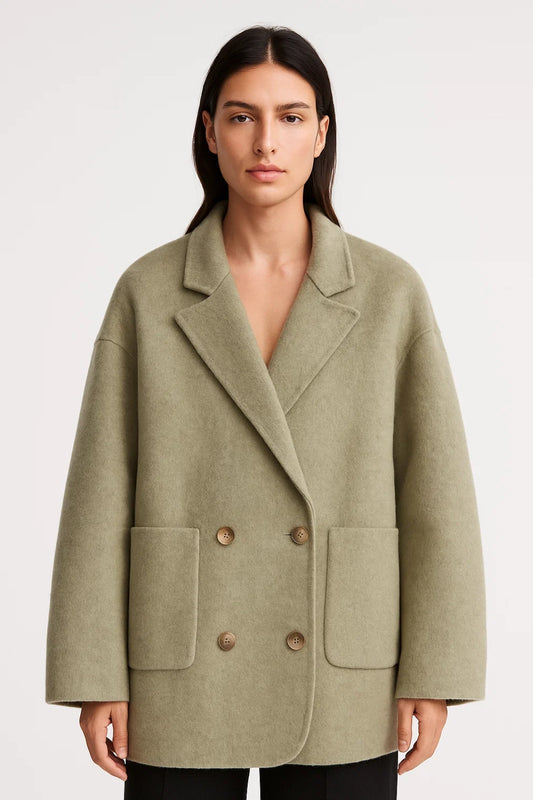 Cappotto oversize doppiopetto con tasche frontali