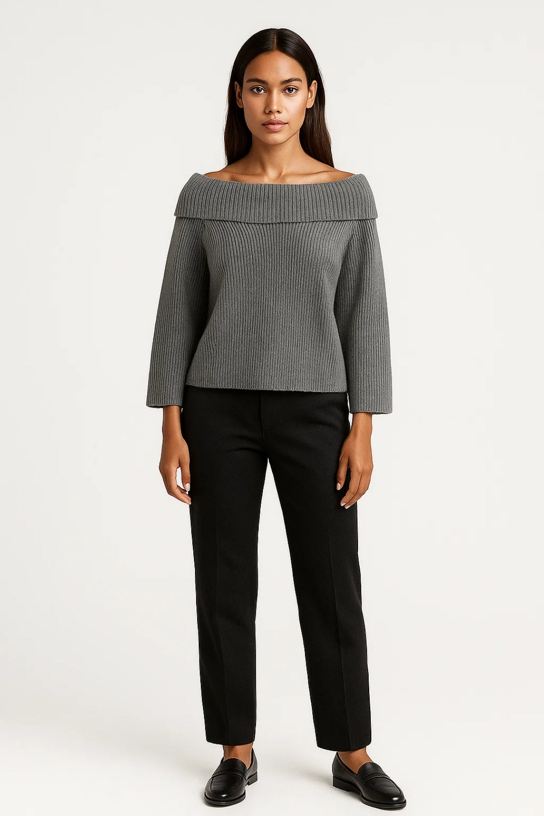 Maglione elegante con scollo a barca e maniche lunghe