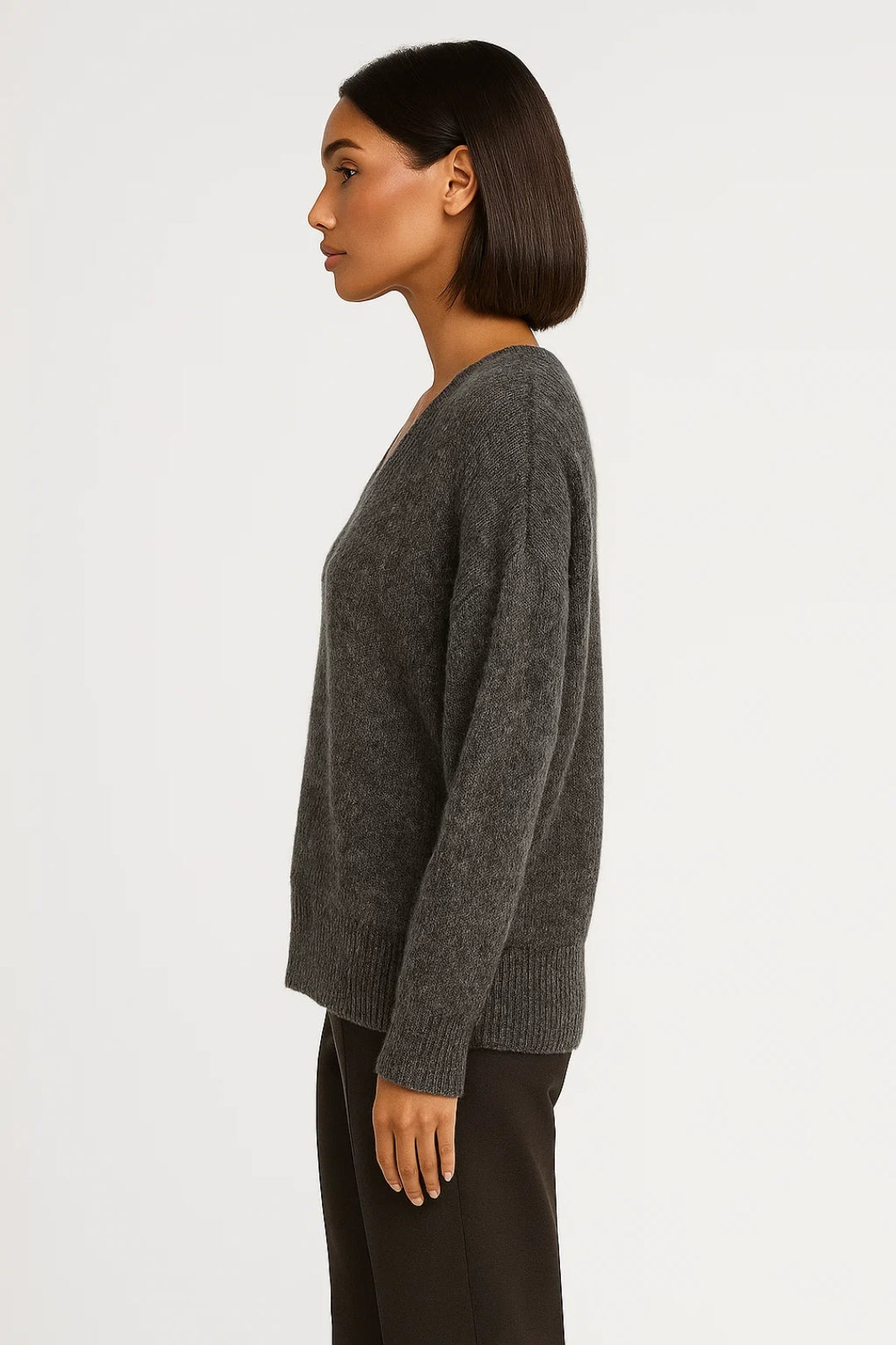 Maglione morbido con scollo a V e maniche lunghe