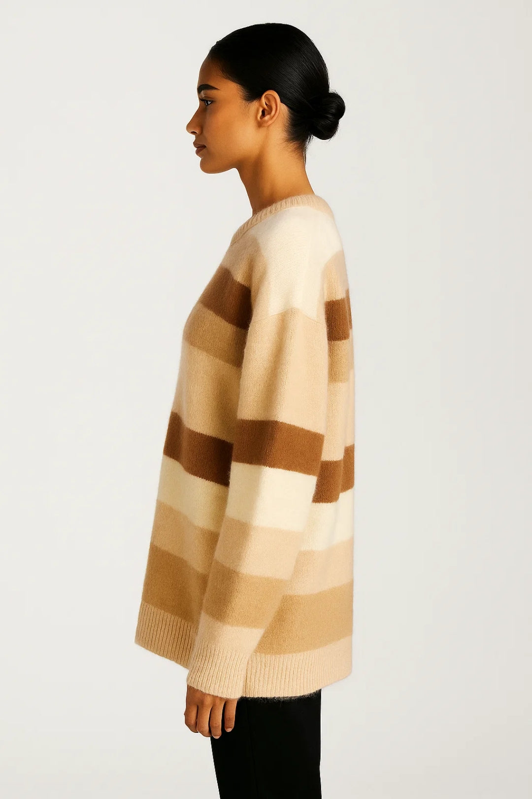 Maglione a righe morbido | Tinta calda | Vestibilità comoda