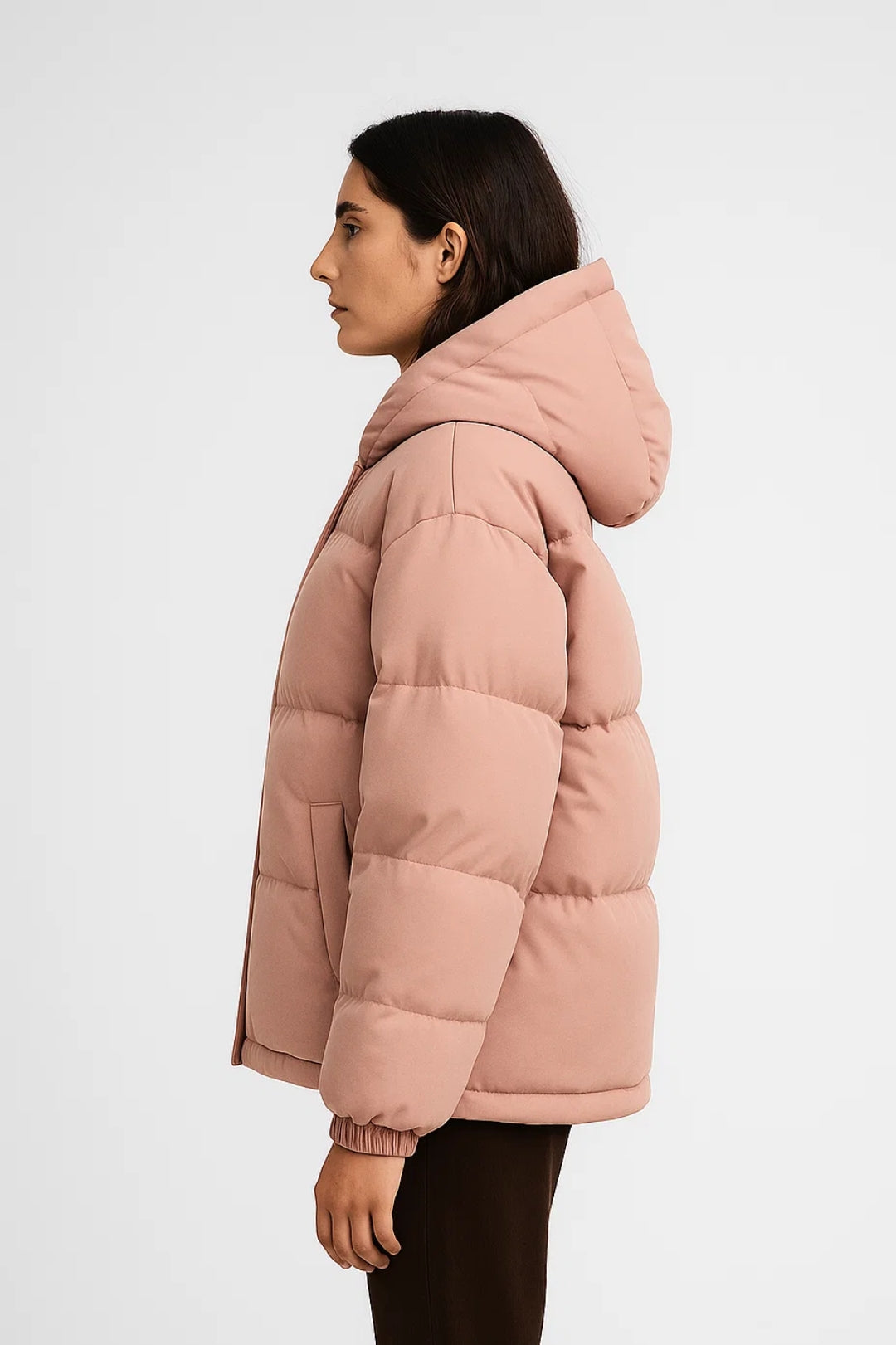 Piumino imbottito con cappuccio | Disponibile in verde salvia e rosa cipria