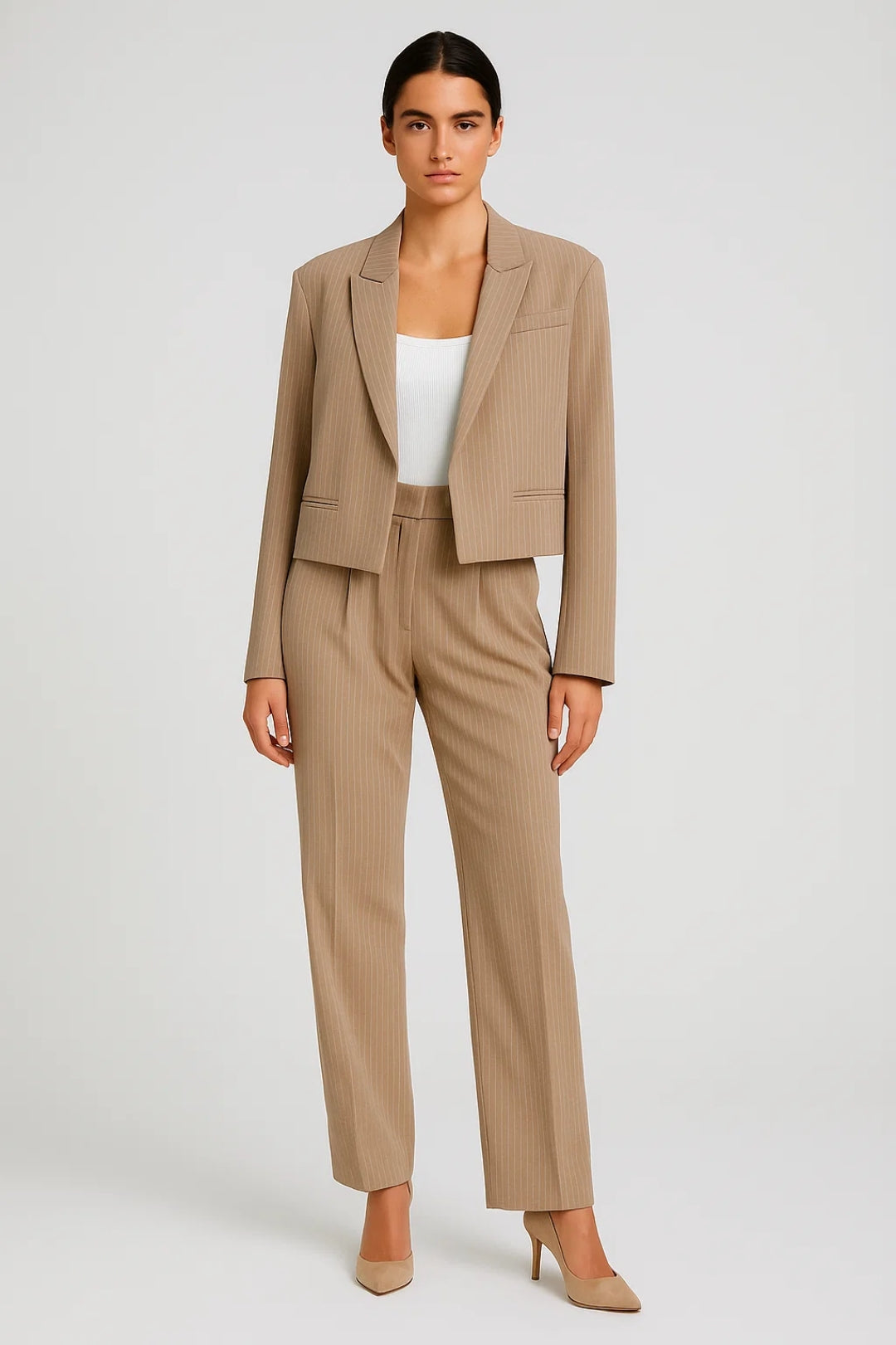 Blazer Corto a Righe | Elegante e Strutturato | Look Professionale