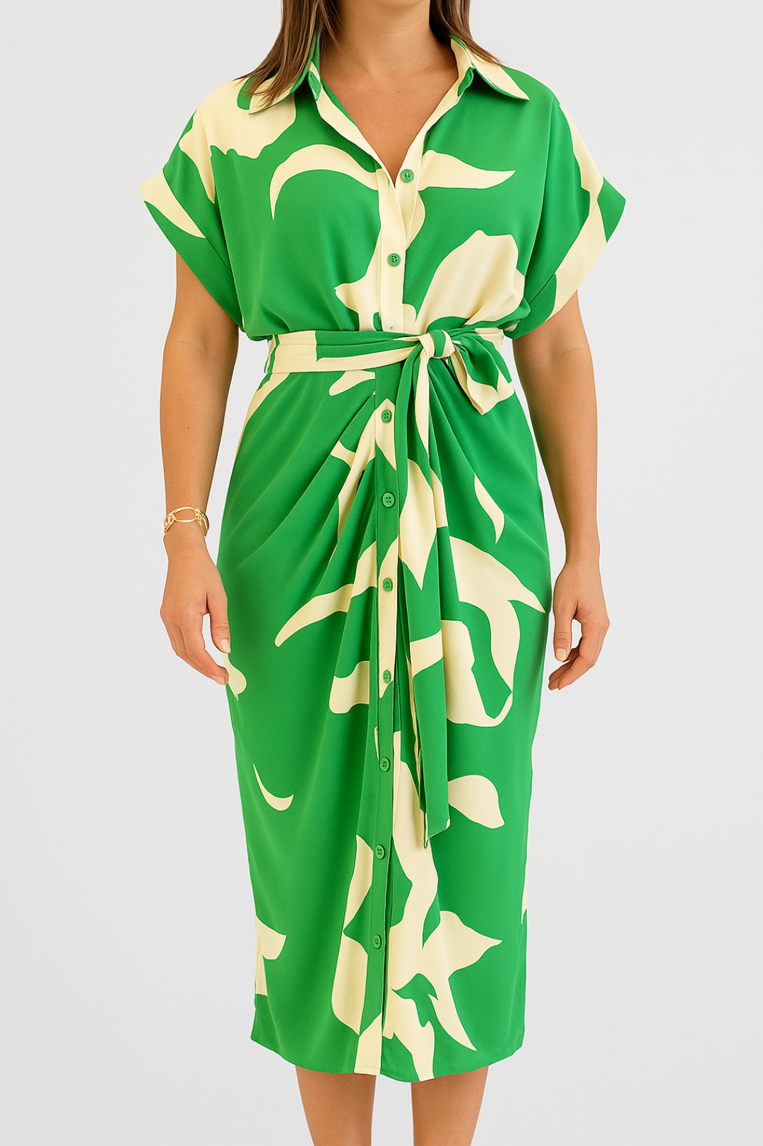 Abito Camicia Lungo | Stampa Grafica | Elegante e Fluido