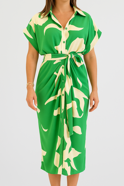 Abito Camicia Lungo | Stampa Grafica | Elegante e Fluido