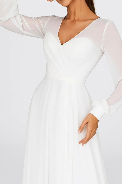 Abito Midi Elegante | Maniche Trasparenti | Taglio Fluido e Raffinato