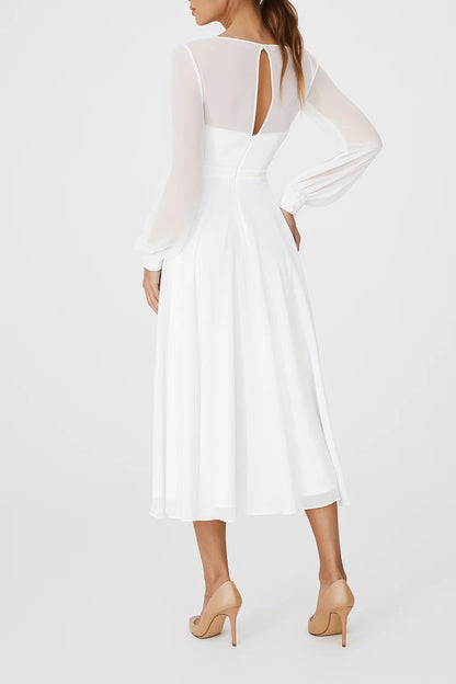 Abito Midi Elegante | Maniche Trasparenti | Taglio Fluido e Raffinato
